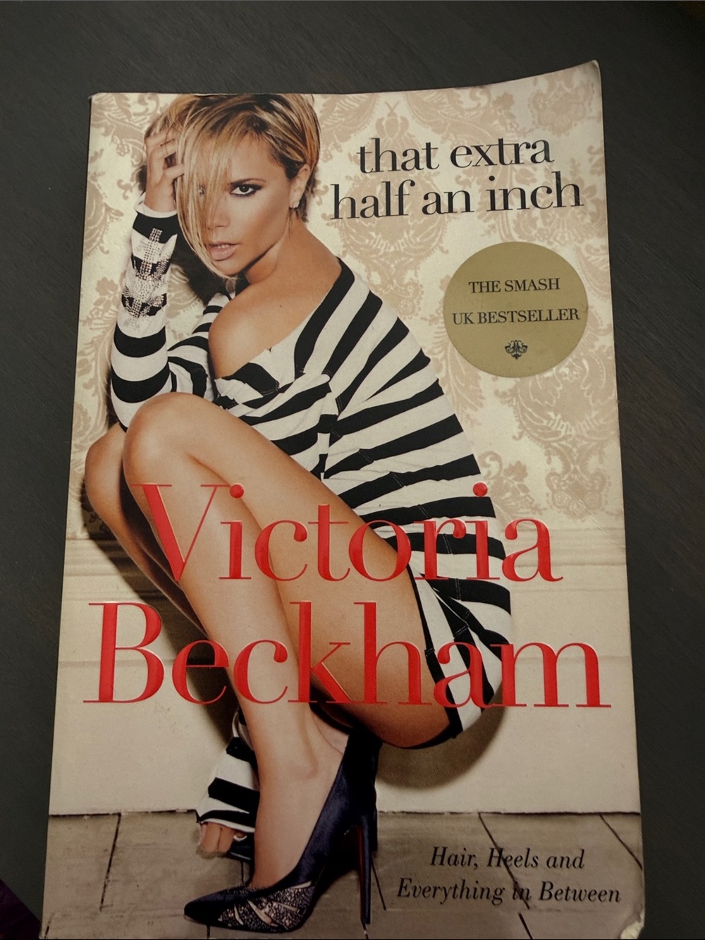 Victoria Beckham Book Cover — Black, Cream & Red Accents
